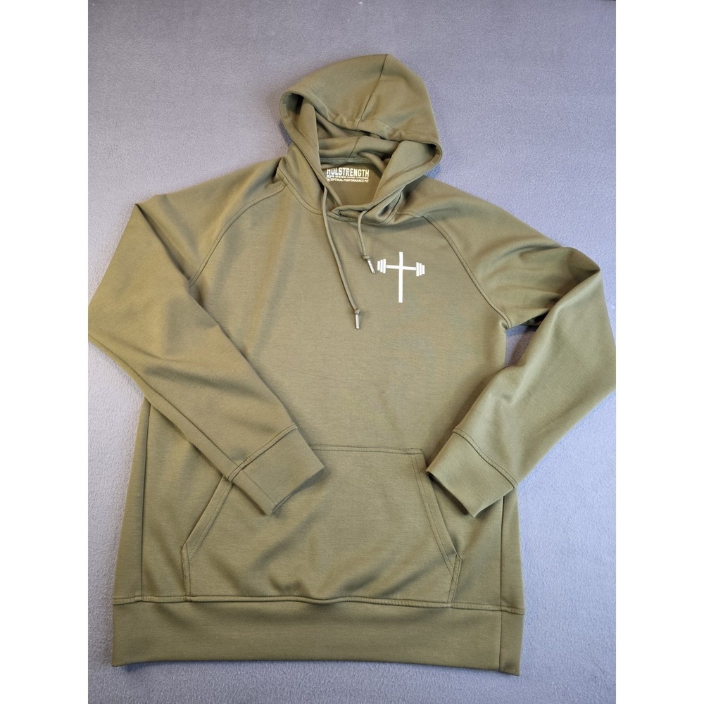 Holstrength Gym‎ & Jeaus Olive Green Performance Fit Hoodie Mens Size M